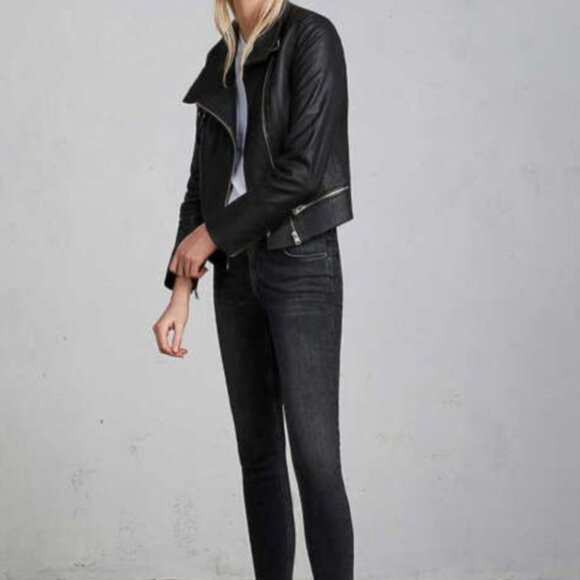 All Saints Bales Leather Biker Jacket, Size 2, Black. - Picture 5 of 11